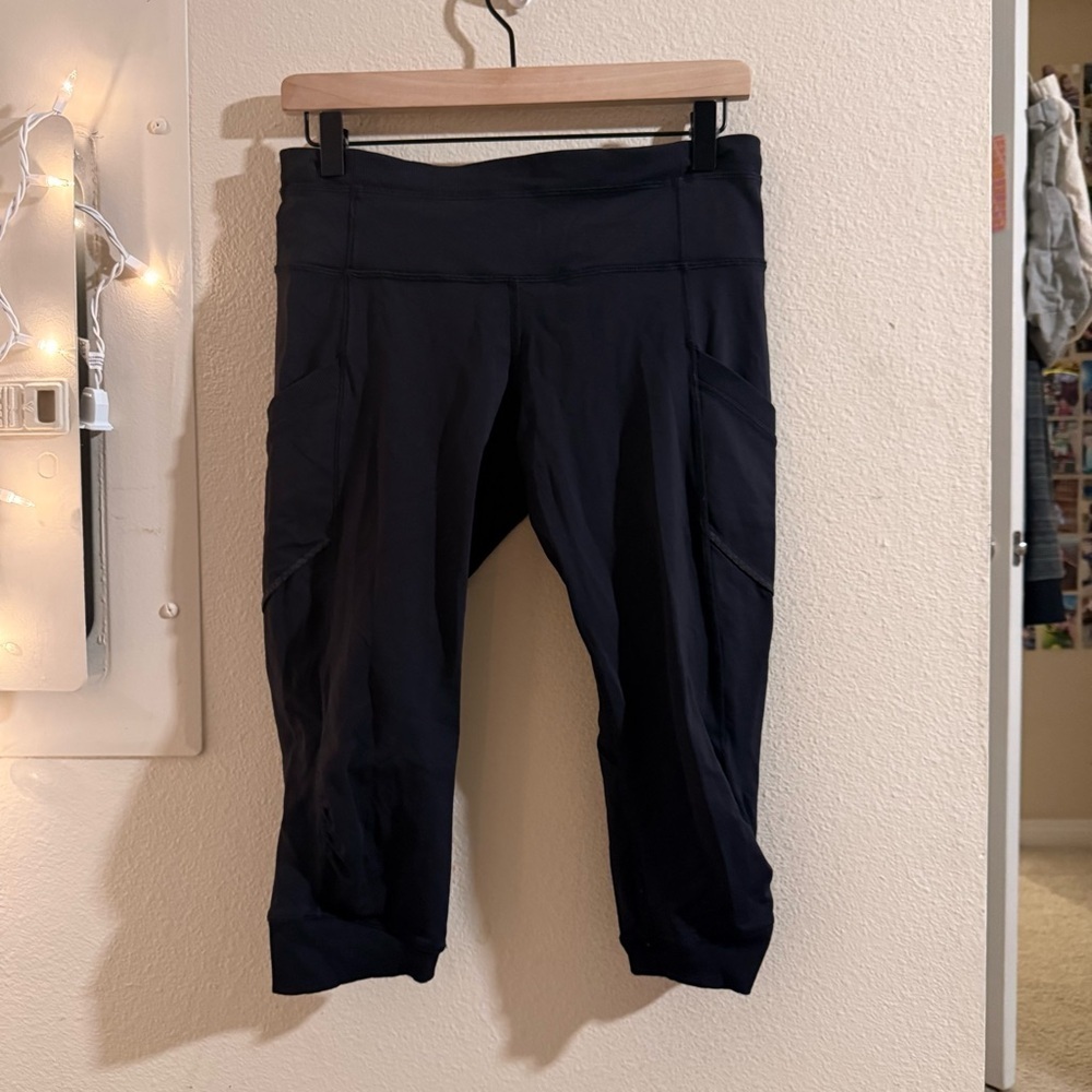 lululemon athletica Black Crop Leggings with Side Pockets